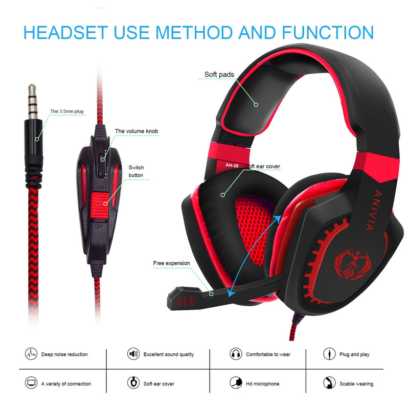 Fone com Microfone, Controle De Volume, Bass Surround, Video Game Para PC, PS4, PS5, XBOX