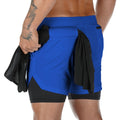 Shorts masculino 2 em 1,  Shorts fitness, com bolso escondido e lugar para colocar camiseta