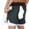 Shorts masculino 2 em 1,  Shorts fitness, com bolso escondido e lugar para colocar camiseta