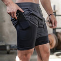 Shorts masculino 2 em 1,  Shorts fitness, com bolso escondido e lugar para colocar camiseta