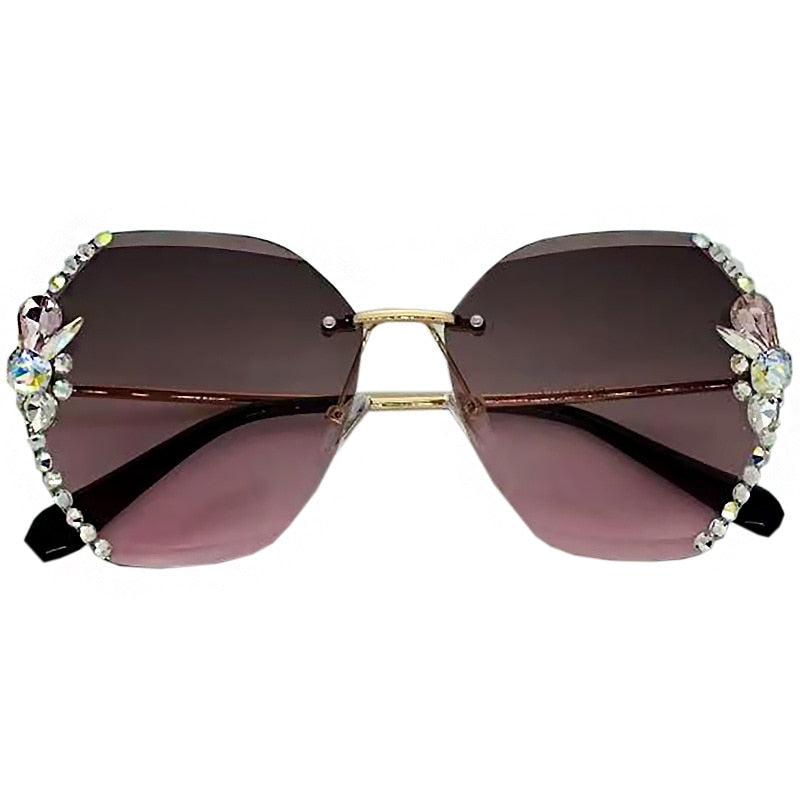 Vintage Rimless Rhinestone Sunglasses Women 2022 Luxury Brand Design Fashion Gradient Lens Sun Glasses Men Shades for Female